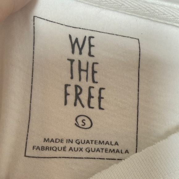 We The Free White Cropped T-Shirt with pinched sleeves size small - Picture 2 of 5